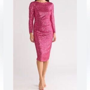 NWT Nanette Lepore Hot Berry Pink Sequence Dress